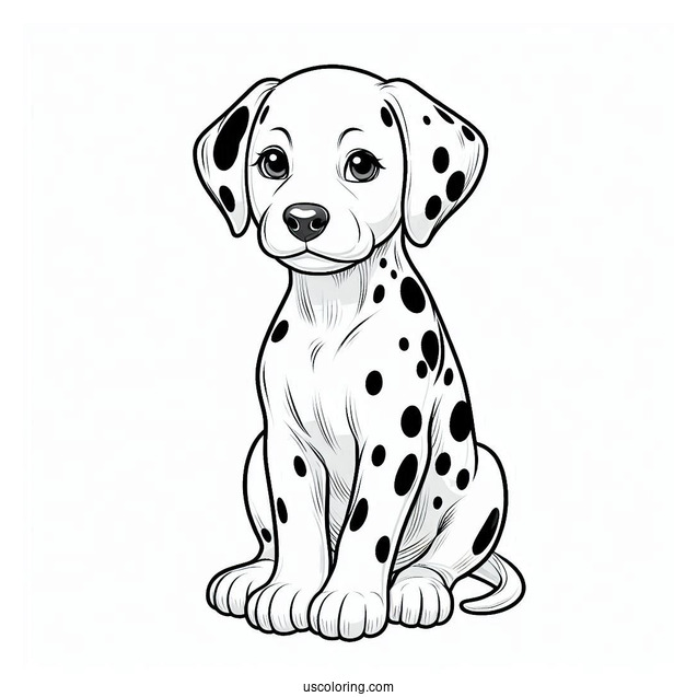 Dalmatian Puppy Sitting Coloring Page