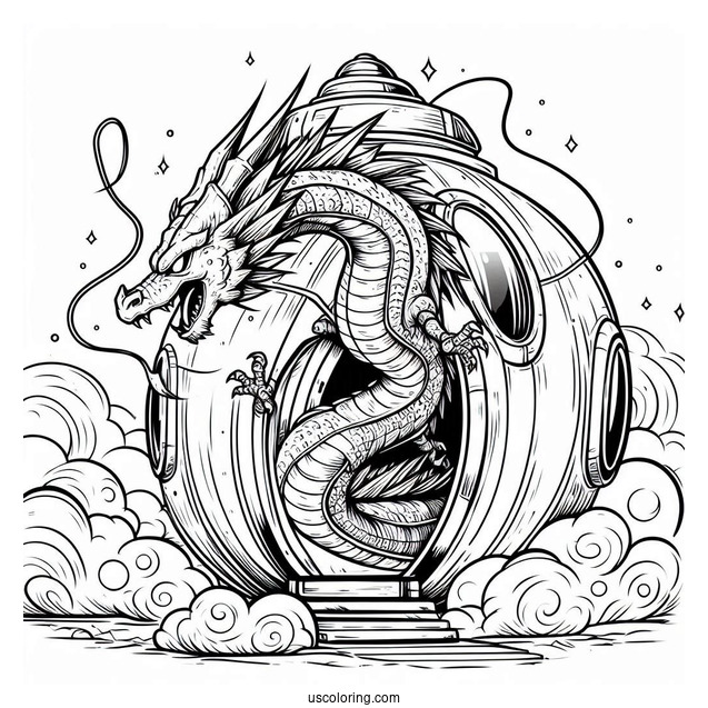 Dragon Emerging Outside Of Goku s Capsule House