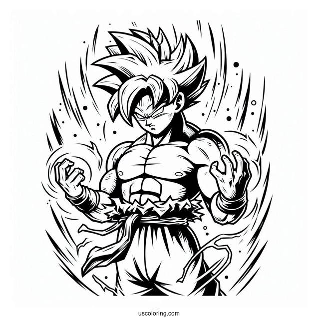 Super Saiyan Goku Coloring Page For Kids