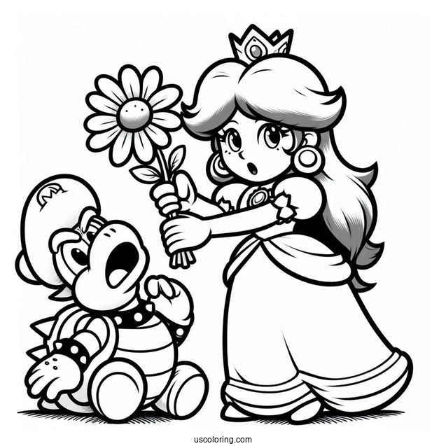 Bowser Taking Princess Daisy Coloring Page Hostage