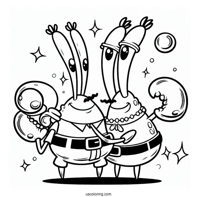 Mr Krabs Hugging Pearl Coloring Sheet