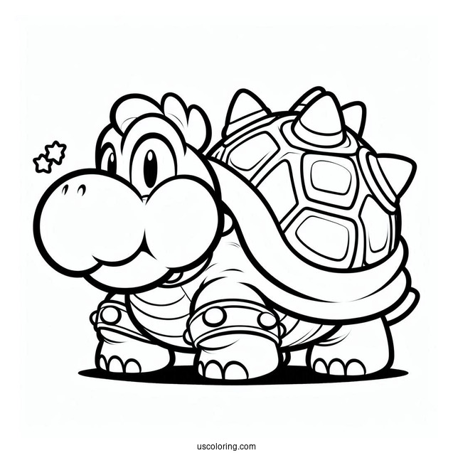 Coloring Page Of Bowser With Turtle Shells