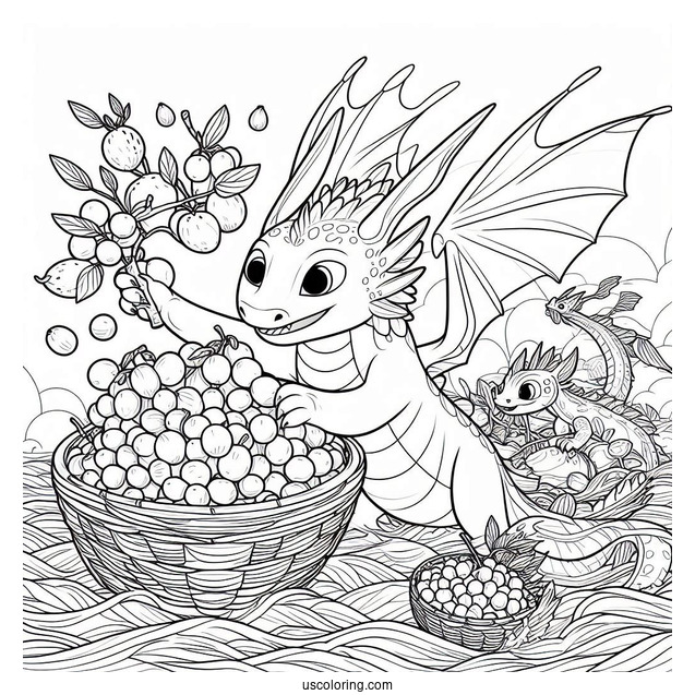 Raya And The Last Dragon Coloring Page Of Noi Stealing Fruits With The Ongis