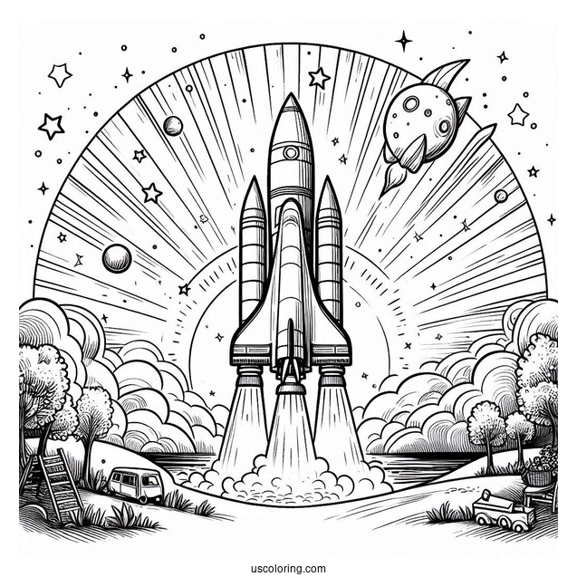 Ariane 5 Rocket Blasting Off Launch Pad