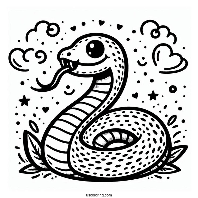 Curled Up Snake With Tongue Out