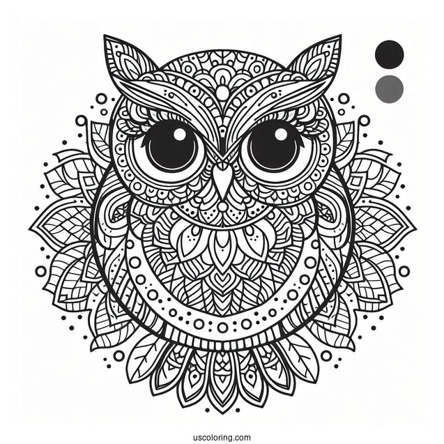 Mandala Owl Coloring Page
