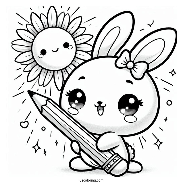Sunny Bunnies Coloring Page Of Shiny Holding A Pencil