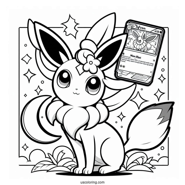 Sylveon Coloring Page Moonblast Pokemon Card