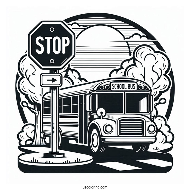 Bus Stop Sign To Color