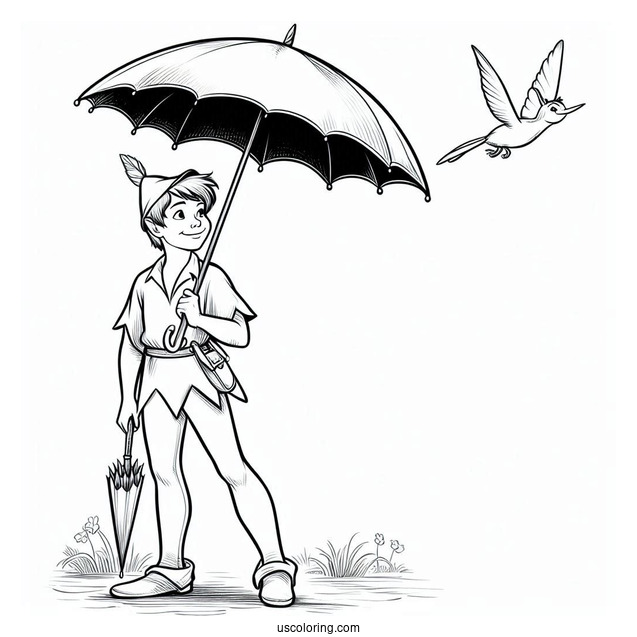 John Darling Holding Umbrella