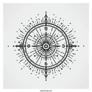 Easy To Color Outline Of a Clock Face