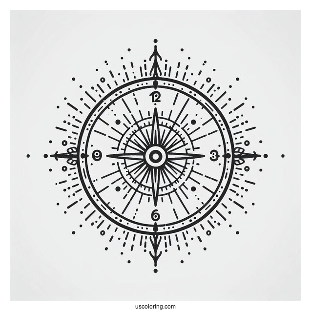 Easy To Color Outline Of a Clock Face