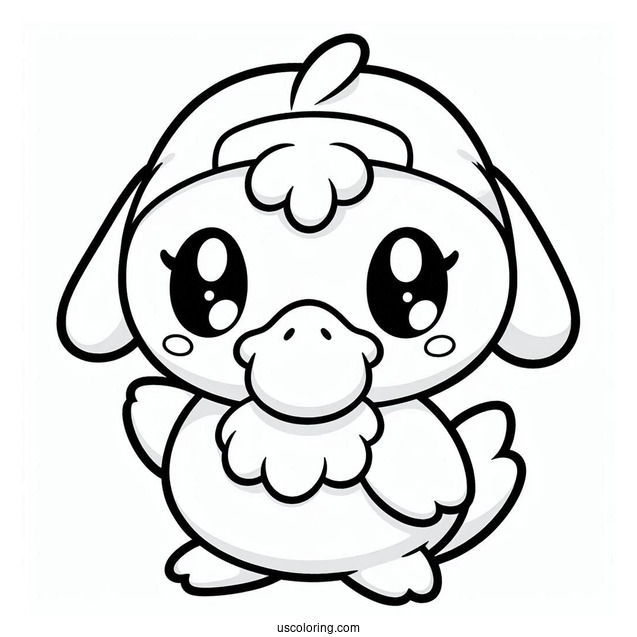 Kawaii Chibi Misty With Psyduck Coloring Page For Preschoolers