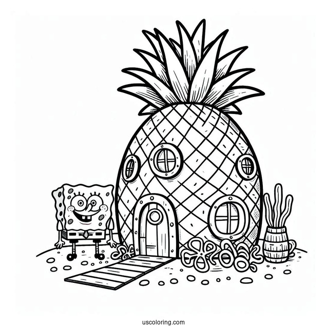 SpongeBob Pineapple House Coloring Page