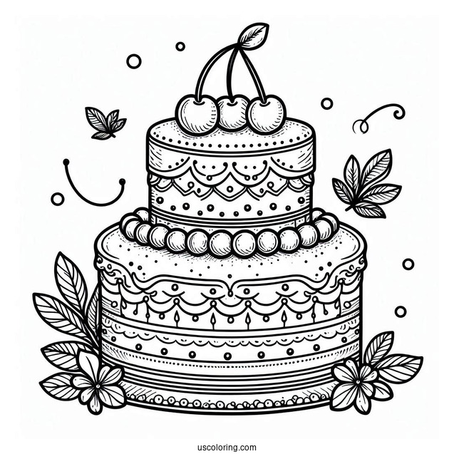 Two-Tiered Birthday Cake With Cherries