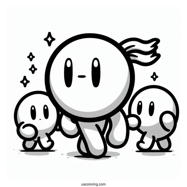 General Guy Leading Two Shy Guy Coloring Page