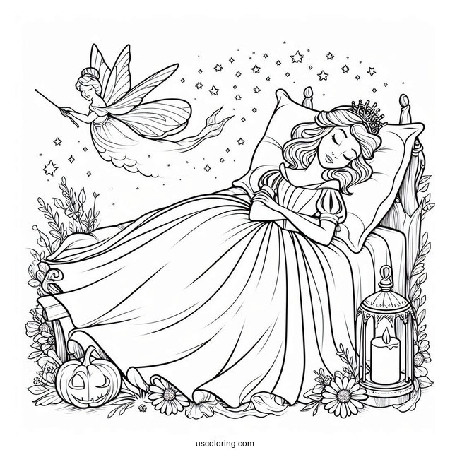 Sleeping Beauty Coloring Page Of Fairy Godmother Merryweather For Kids