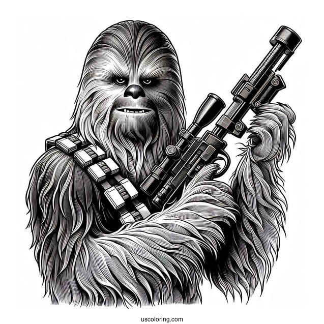 Chewbacca Holding Blaster Rifle