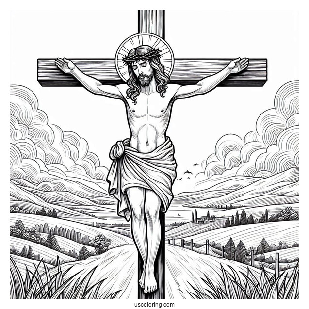 Jesus On Cross Coloring Page