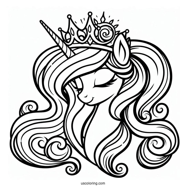 Elegant Princess Celestia Coloring Page With Crown