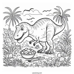 Young T-Rex Hunting For Dinner To Color
