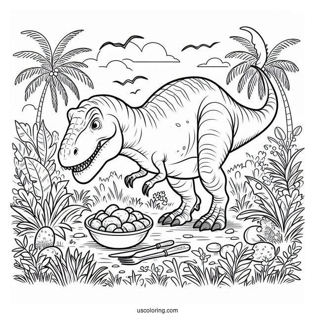 Young T-Rex Hunting For Dinner To Color