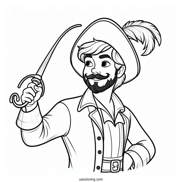 Easy Coloring Page Of Captain Hook For Kids