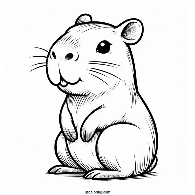 Capybara Coloring Page Sticking Its Tongue Out