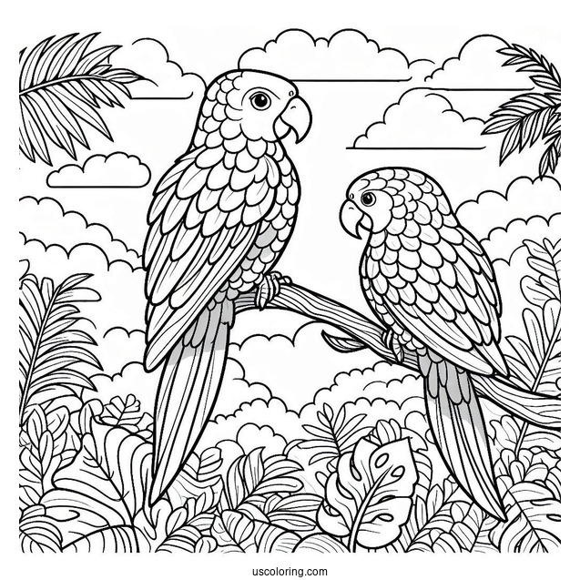 Parrot Sitting On a Tree In Lush Jungle