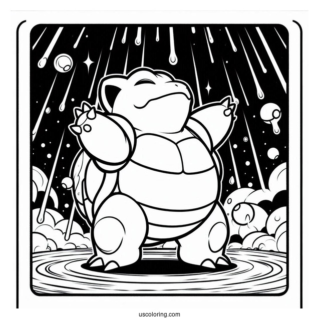 Blastoise Rain Dance Pokemon Card Coloring Page