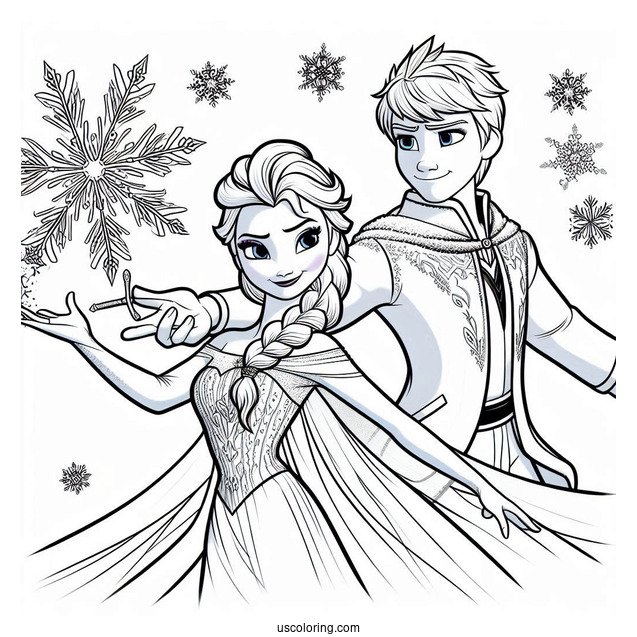 Elsa And Jack Frost Coloring Page
