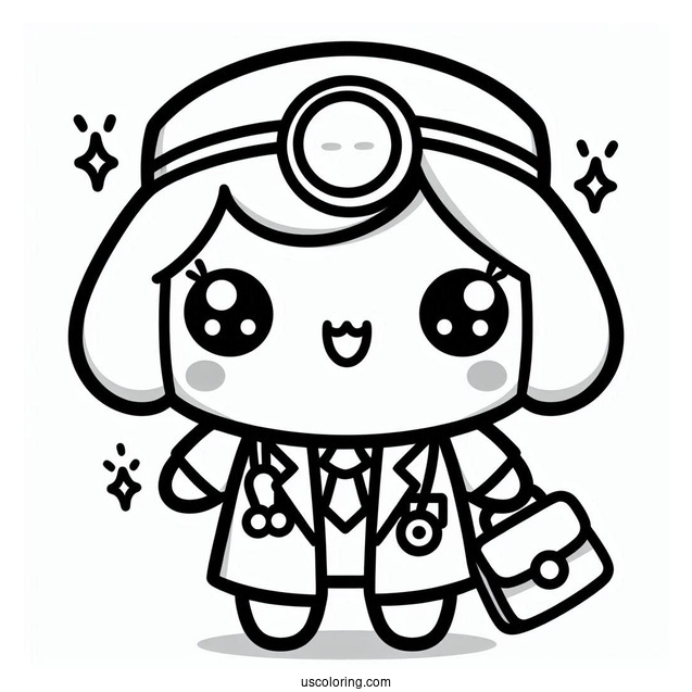 Kawaii Doctor With A Coat Coloring Page For Kids