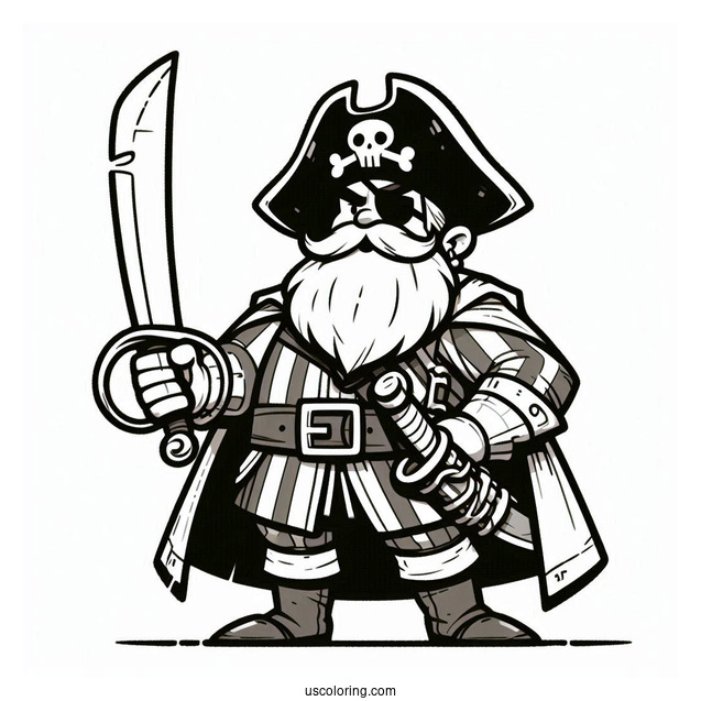 Stout Pirate Coloring Page Captain With A Sword For Kids