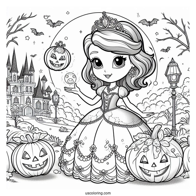 Sofia The First Coloring Page Of Halloween Ball
