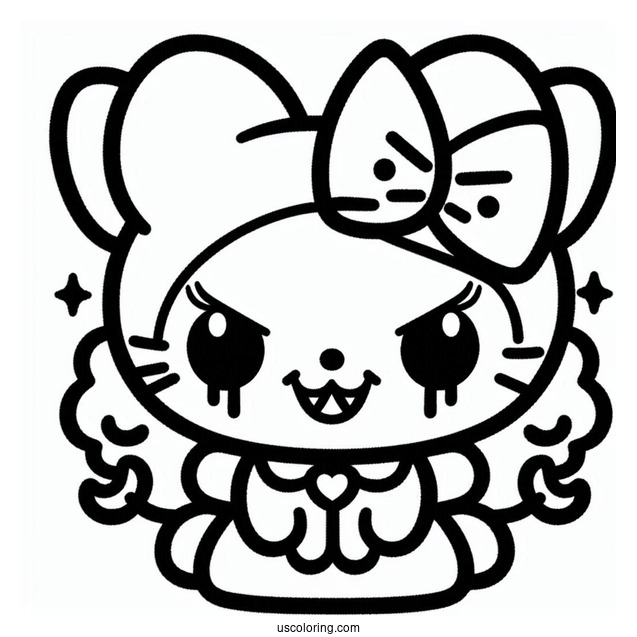 Sanrio Coloring Pages Of Kuromi With Evil Smile