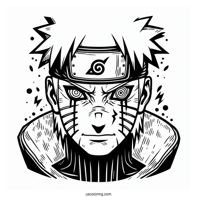 Naruto Coloring Page Of Villain Pain with Rinnegan Eyes