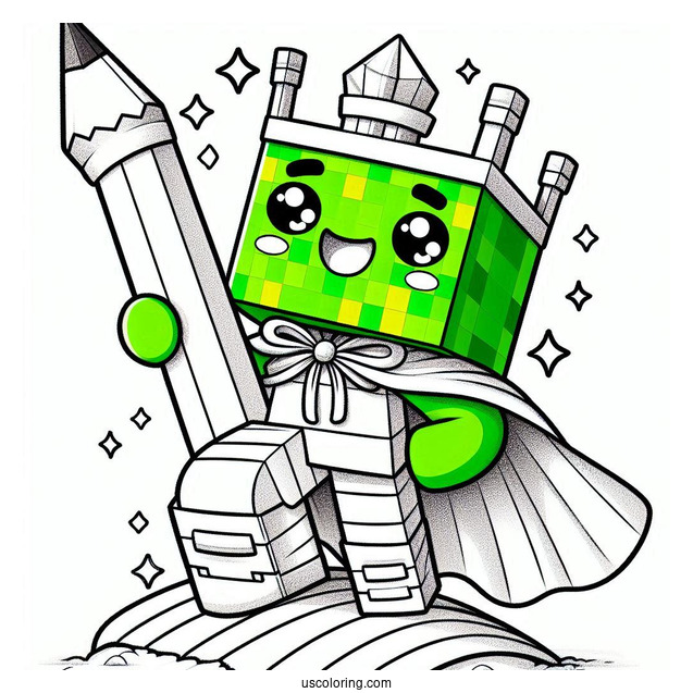 Happy Minecraft Hulk Coloring Page For Kids