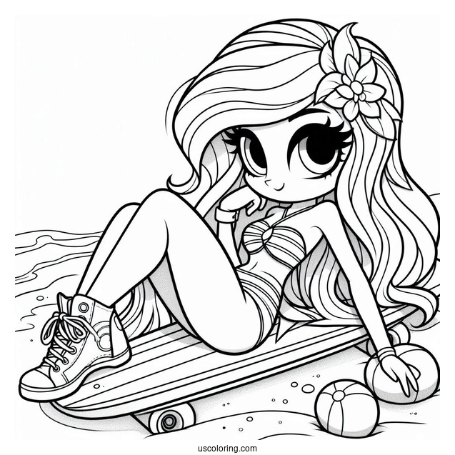 Blu Posing With A Skareboard At The Beach