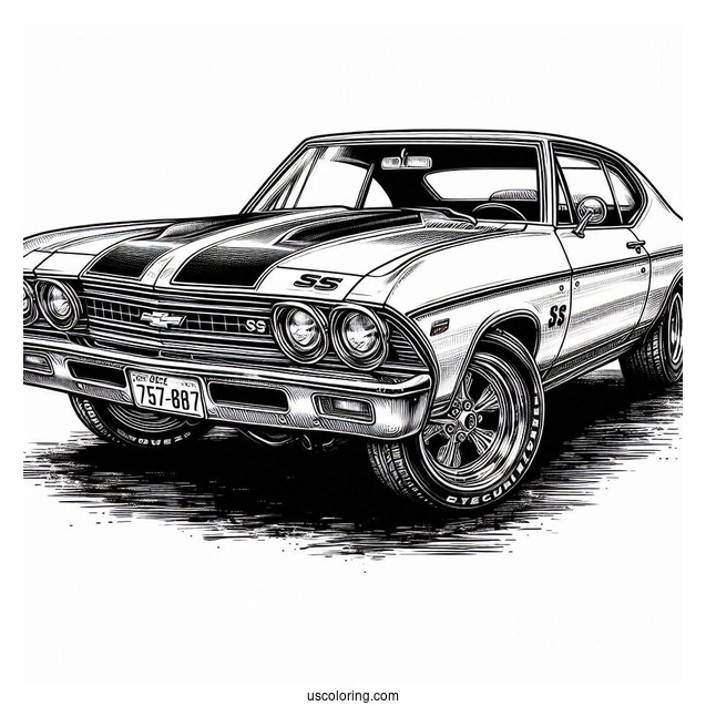 Vintage Chevrolet Chevelle SS Coloring Page