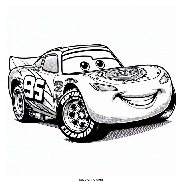 Lightening McQueen From Cars Movie To Color