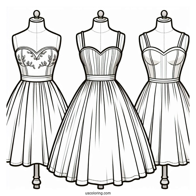 Short Tube Dress Coloring Page With Long Overskirt