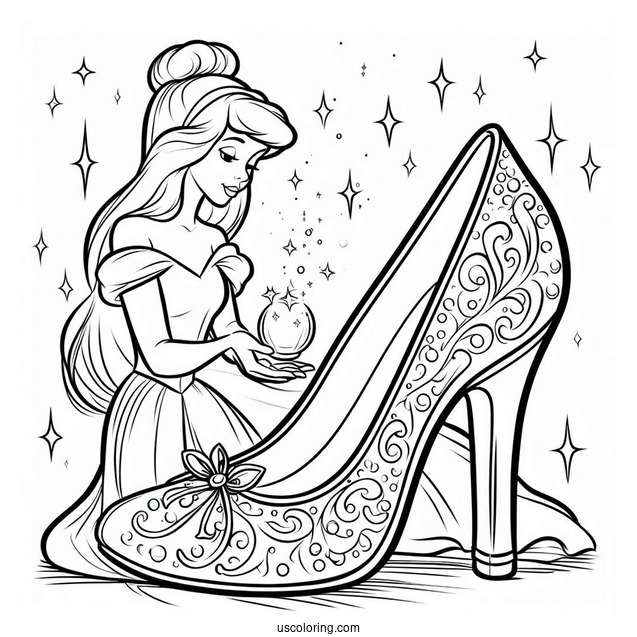 Coloring Page Of Cinderella_s Glass Slipper