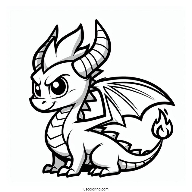 Easy Flame Dragon Outline From Sypro Coloring Page