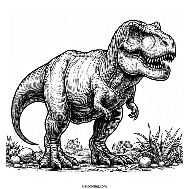 Detailed Tyrannosaurus Rex Coloring Sheet