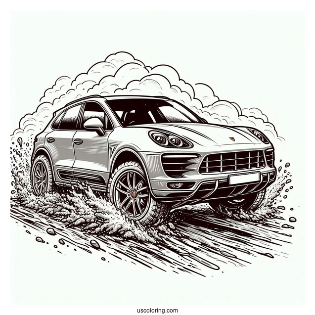 Porsche Coloring Page Macan Off Roading