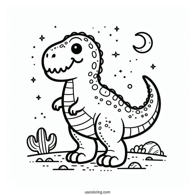 Easy T-Rex To Color For Preschoolers