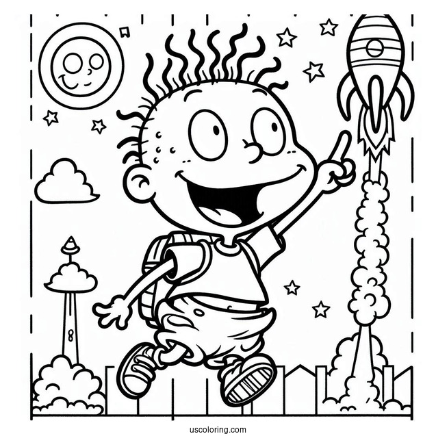 Rugrats Coloring Page Of Tommy Pickles With First In The Air For Preschoolers