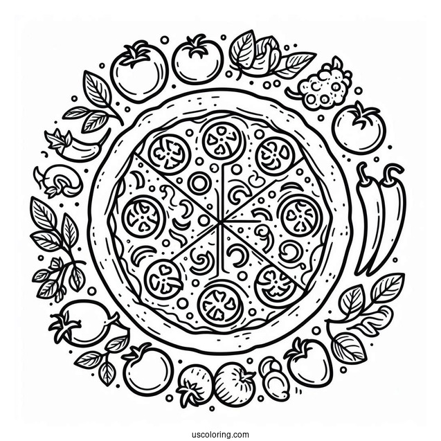 Simple Outline Of Pizza To Color For Kids
