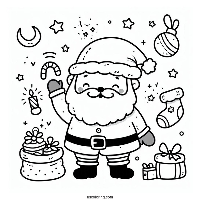 Adorable Simple Santa Claus Coloring Page For Preschoolers