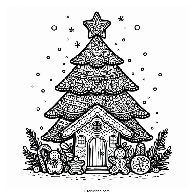 Christmas Tree With Gingerbread House